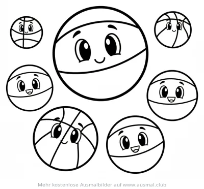 Basketball Bälle Cartoon Ausmalbild