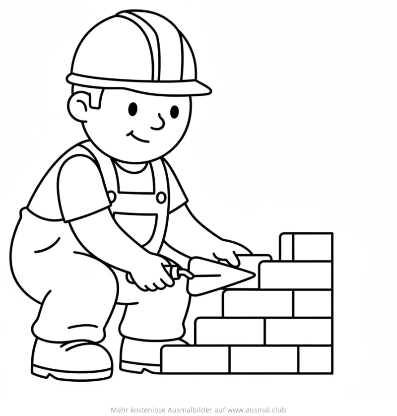 Maurer beim Mauern Ausmalbild