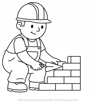 Maurer beim Mauern Ausmalbild