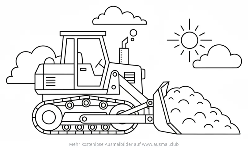 Bulldozer mit Schaufel voller Erde Ausmalbild