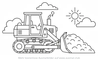 Bulldozer mit Schaufel voller Erde Ausmalbild