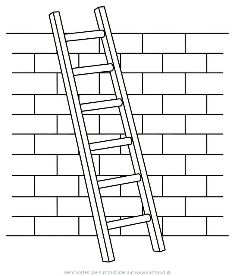 Leiter an Ziegelwand Ausmalbild