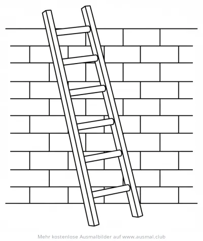Leiter an Ziegelwand Ausmalbild