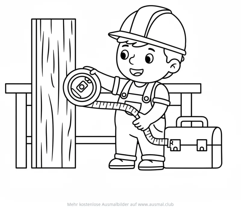 Bauarbeiter mit Maßband Ausmalbild