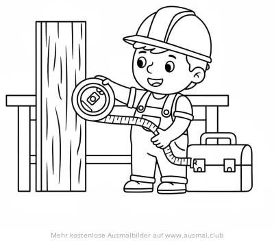 Bauarbeiter mit Maßband Ausmalbild