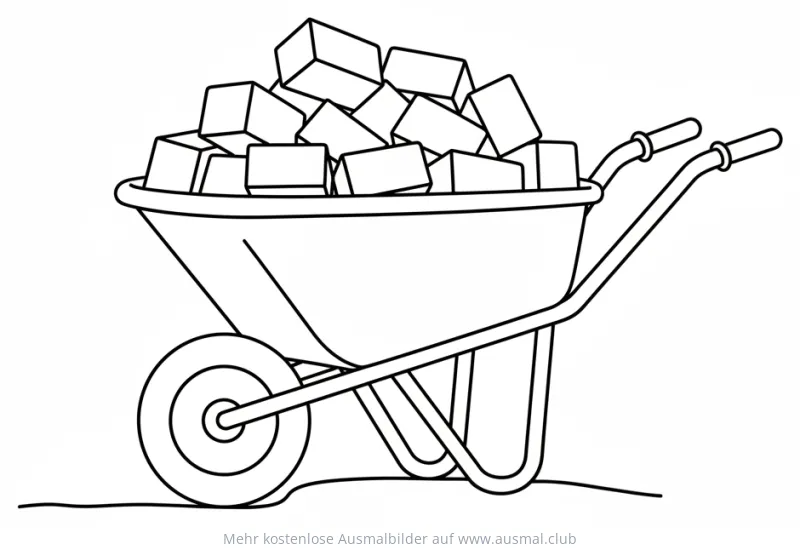 Schubkarre voller Ziegelsteine Ausmalbild