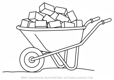 Schubkarre voller Ziegelsteine Ausmalbild