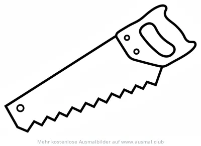 Säge Ausmalbild mit Griff und Sägeblatt