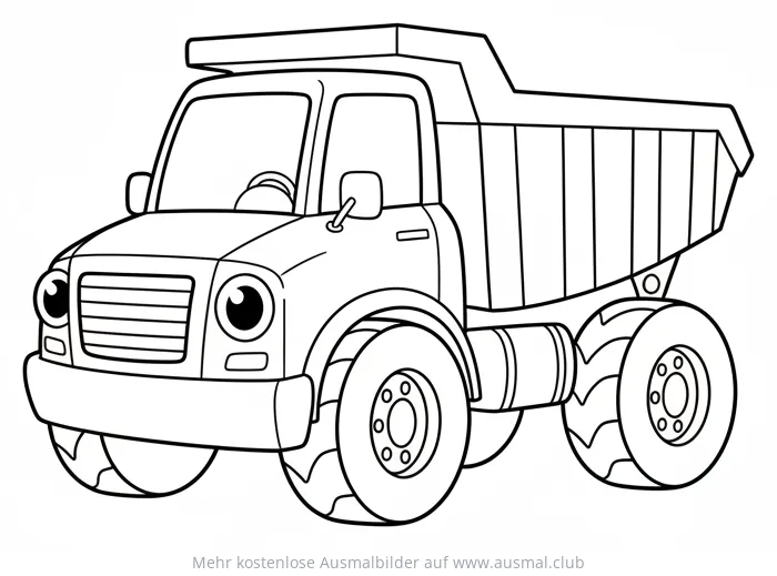 Bau LKW Ausmalbild mit großen Reifen