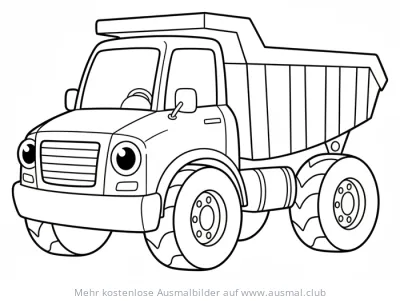 Bau LKW Ausmalbild mit großen Reifen