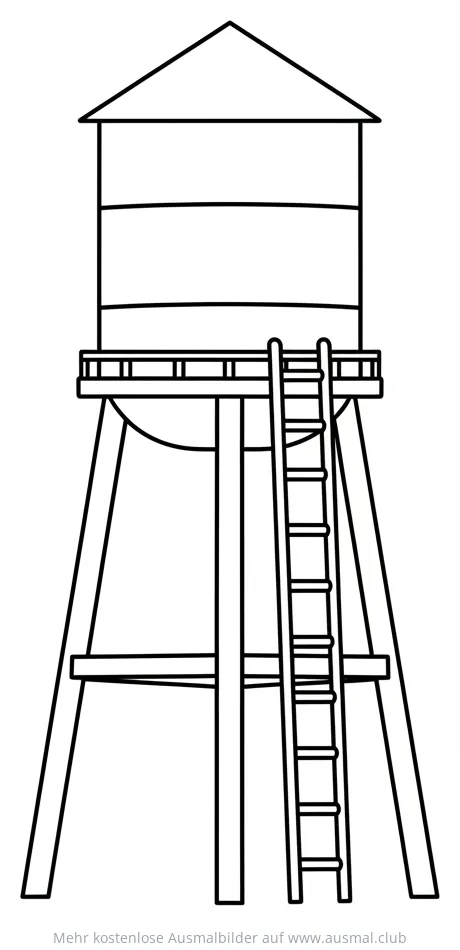Wasserturm Ausmalbild mit Leiter