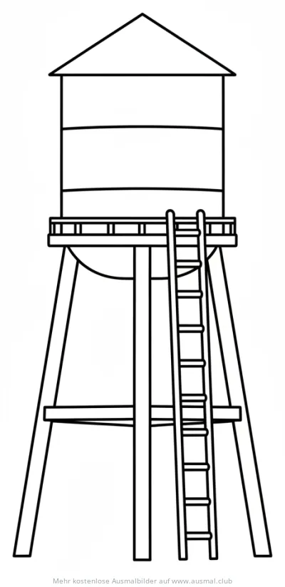 Wasserturm Ausmalbild mit Leiter