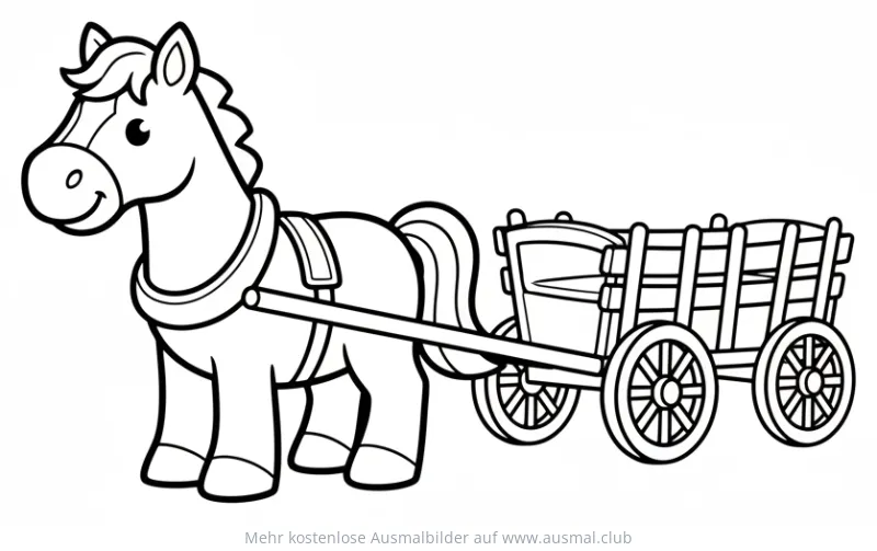 Pferd mit Wagen Ausmalbild