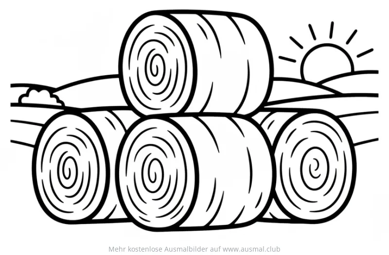 Heuballen Ausmalbild auf dem Feld