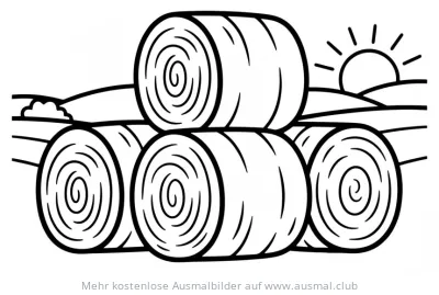 Heuballen Ausmalbild auf dem Feld