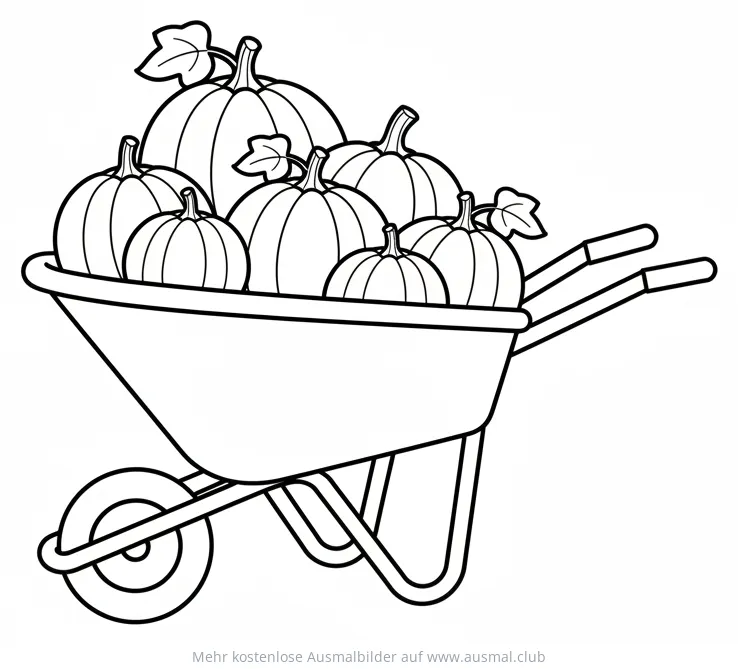 Schubkarre voller Kürbisse Ausmalbild