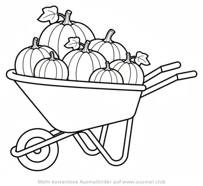 Schubkarre voller Kürbisse Ausmalbild