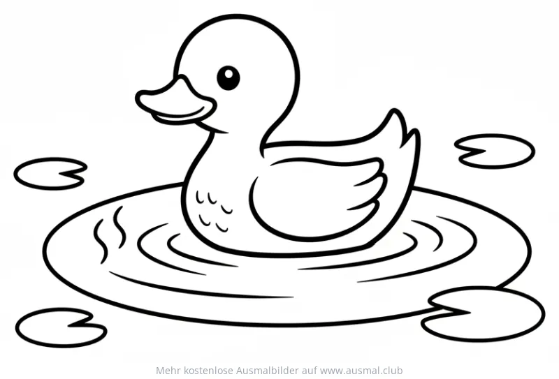 Ente schwimmt im Teich Ausmalbild
