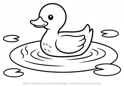 Ente schwimmt im Teich Ausmalbild