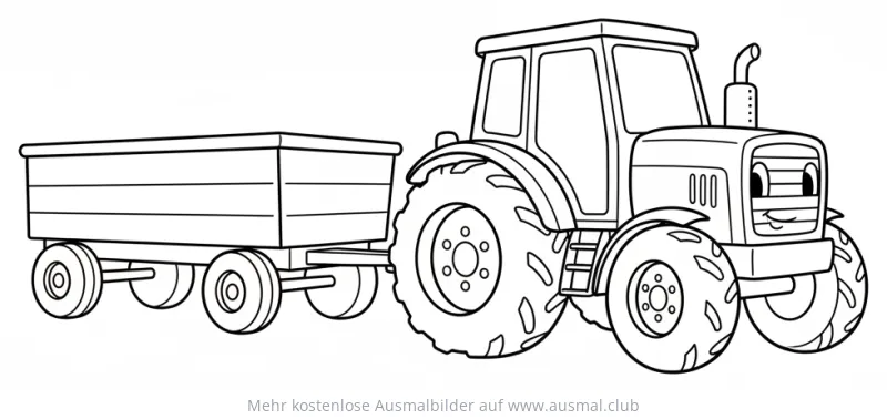 Traktor mit Anhänger Ausmalbild