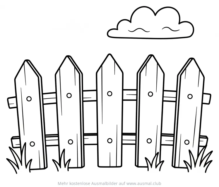 Holzzaun mit Wolke Ausmalbild