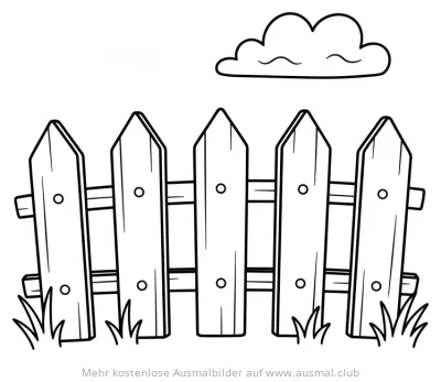Holzzaun mit Wolke Ausmalbild