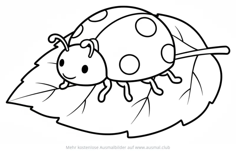 Marienkäfer auf Blatt Ausmalbild