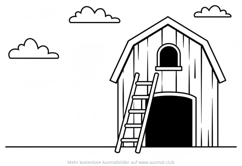 Scheune mit Leiter Ausmalbild