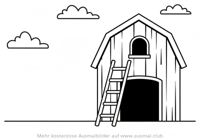 Scheune mit Leiter Ausmalbild