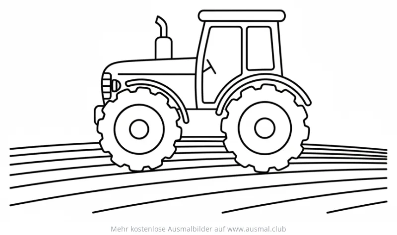 Traktor Ausmalbild bei der Feldarbeit
