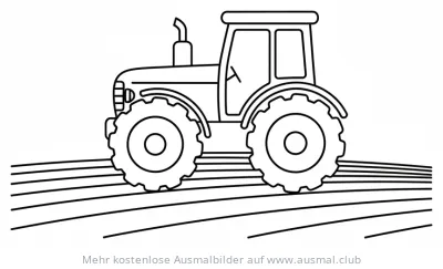 Traktor Ausmalbild bei der Feldarbeit