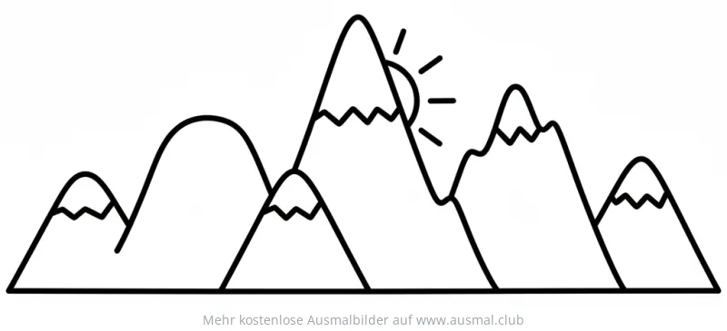 Bergkette Ausmalbild mit Sonne