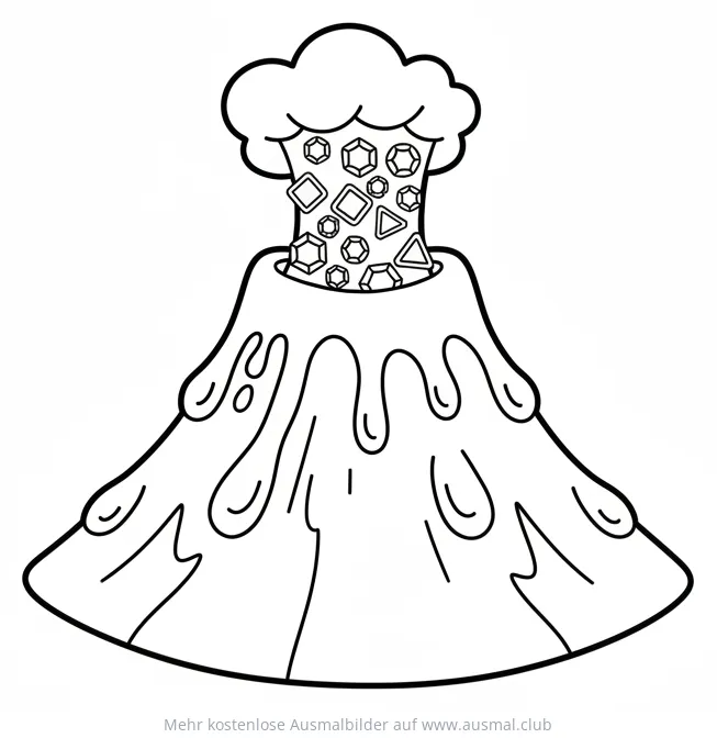 Edelstein speiender Vulkan Ausmalbild