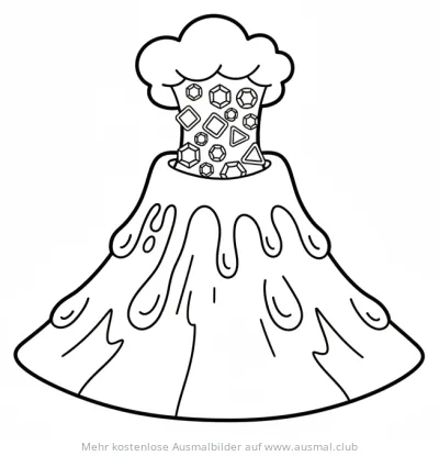 Edelstein speiender Vulkan Ausmalbild