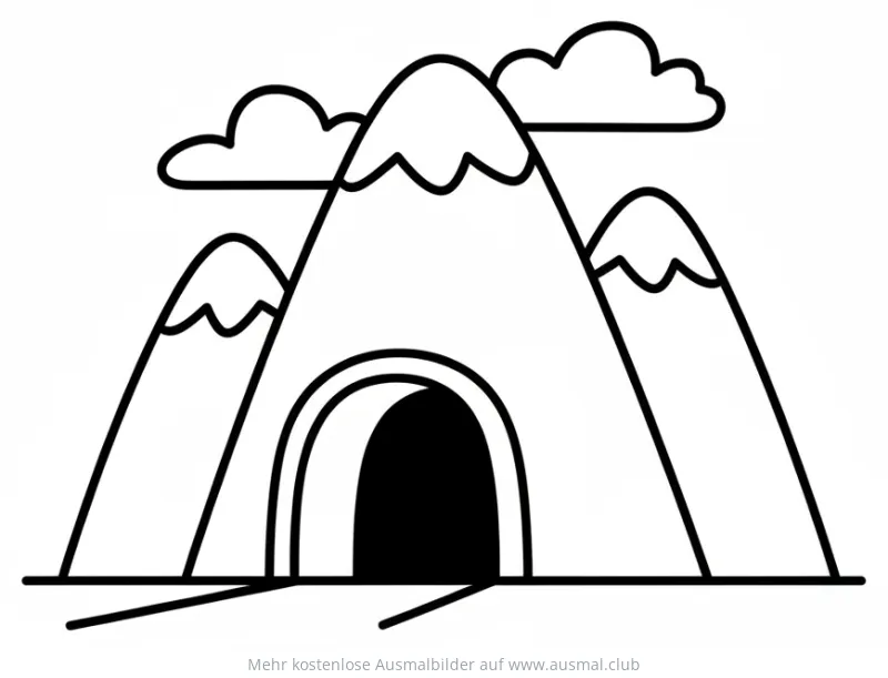 Berg mit Tunnel Ausmalbild