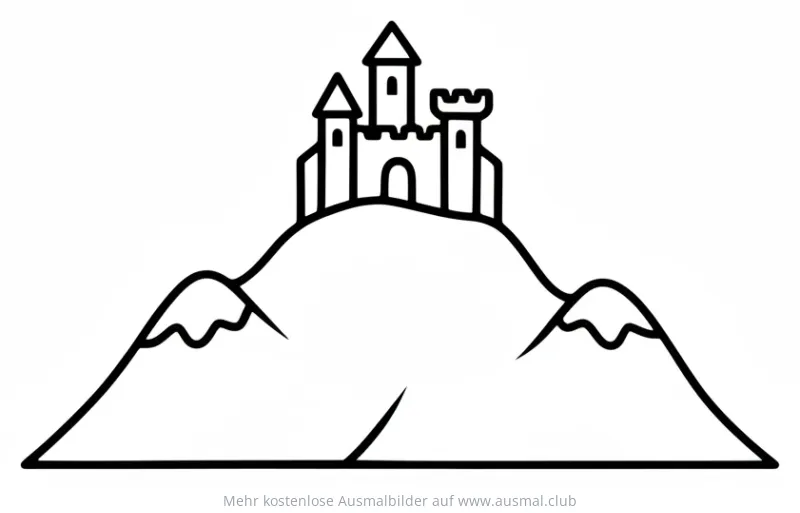Berg mit Burg Ausmalbild