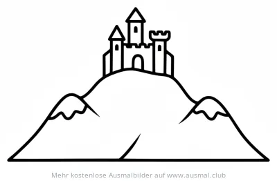 Berg mit Burg Ausmalbild