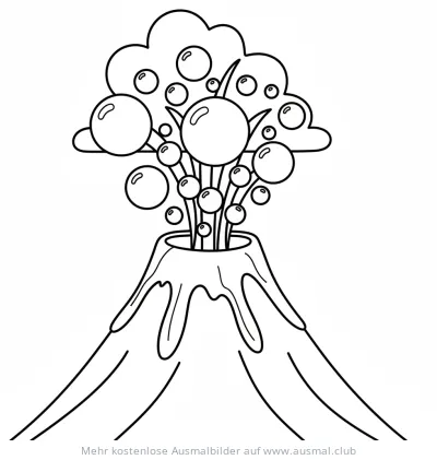 Blasen ausbrechender Vulkan Ausmalbild