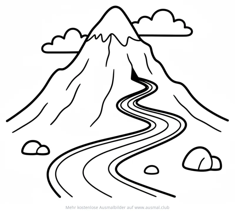 Berg mit Bergstraße Ausmalbild