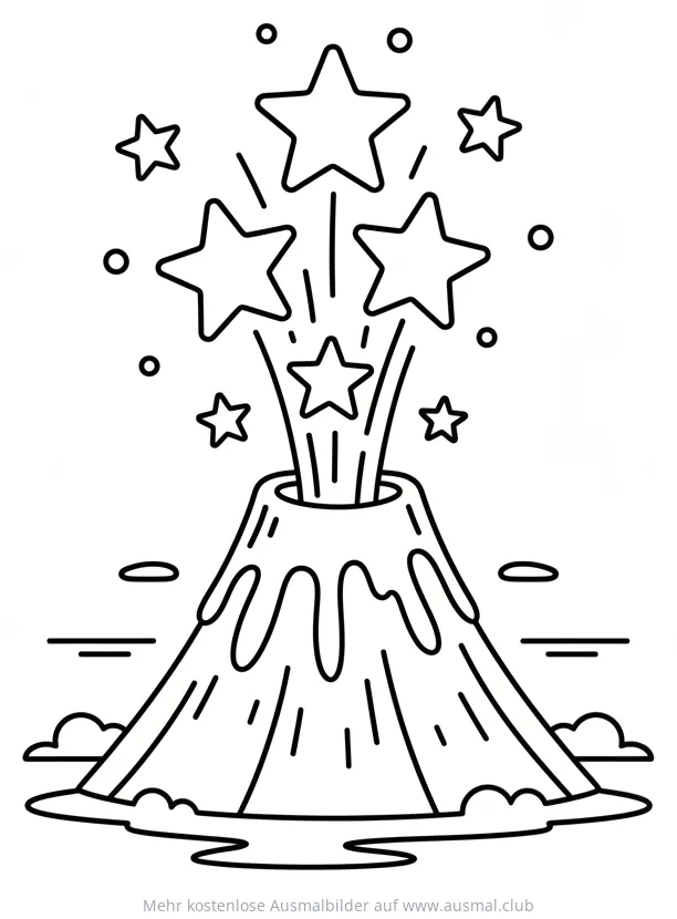 Sternen Vulkan Ausmalbild mit Sternenfontäne