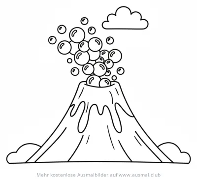 Seifenblasen ausstoßender Vulkan Ausmalbild