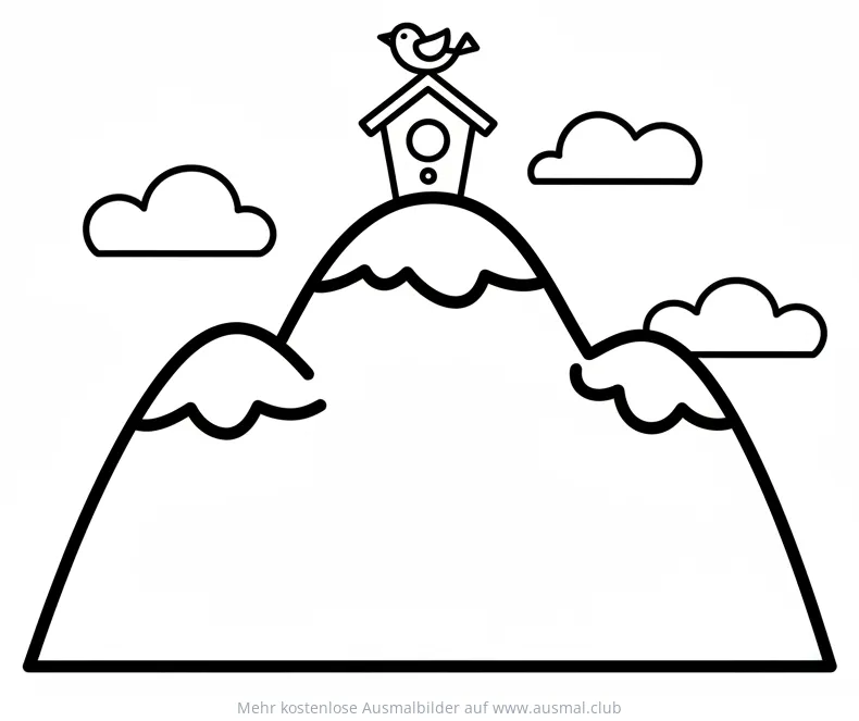 Vogelhaus auf Berg Ausmalbild