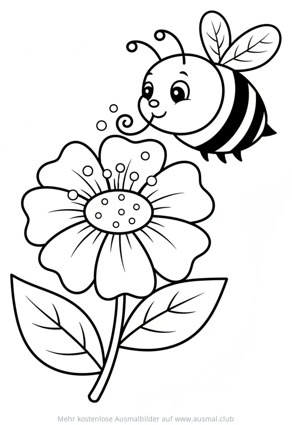 Biene beim Nektar sammeln Ausmalbild