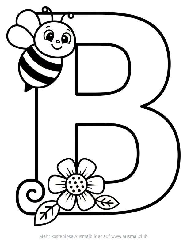 Buchstabe B mit Biene Ausmalbild