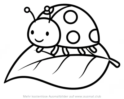 Marienkäfer auf Blatt Ausmalbild