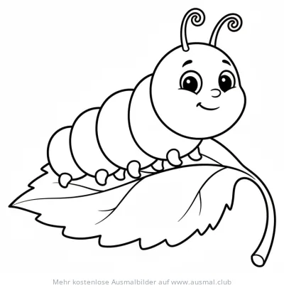 Raupe frisst Blatt Ausmalbild