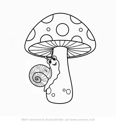 Schnecke auf Pilz Ausmalbild