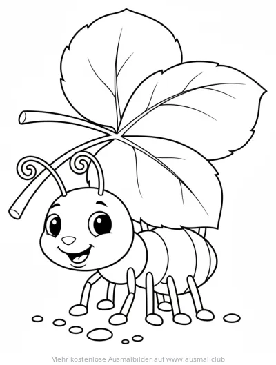 Ameise trägt Blatt Ausmalbild