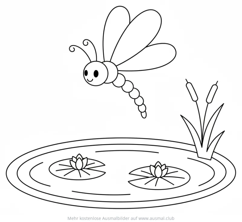 Libelle am Teich Ausmalbild