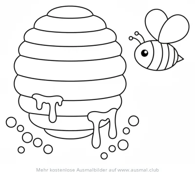 Bienenstock mit Honig Ausmalbild